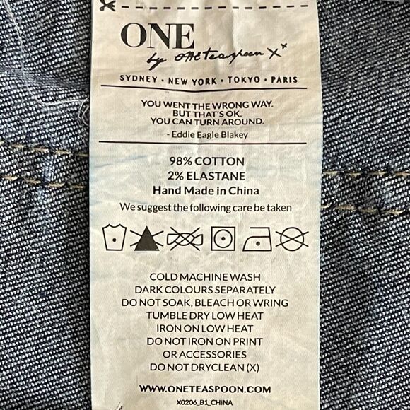 One by One Teaspoon Super Dupers Stretch Jeans Sz 24 Low Rise Frayed Button Fly - Picture 9 of 9